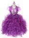 Enchanting Ball Gowns Little Girls Pageant Dress Purple Scoop Organza Sleeveless Floor Length Lace Up