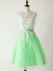Flirting Apple Green Tulle Lace Up Scoop Sleeveless Knee Length Court Dresses for Sweet 16 Lace