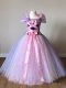Custom Made Floor Length Side Zipper Little Girls Pageant Dress Multi-color for Wedding Party with Sequins and Bowknot