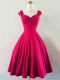 Hot Pink Lace Up Straps Ruching Quinceanera Court of Honor Dress Taffeta Sleeveless