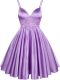 Cute Lilac Sleeveless Elastic Woven Satin Lace Up Bridesmaid Dresses for Prom and Party and Wedding Party