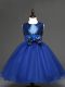 Royal Blue Sleeveless Tulle Zipper Little Girls Pageant Gowns for Wedding Party