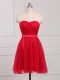 Modest Red Zipper Sweetheart Ruching Bridesmaid Dress Tulle Sleeveless