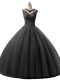 Scoop Sleeveless Tulle Sweet 16 Dresses Beading and Lace Lace Up
