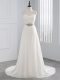 Sweetheart Sleeveless Brush Train Lace Up Wedding Gowns White Chiffon