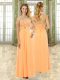 Inexpensive Orange Empire Chiffon Sweetheart Sleeveless Beading and Ruffles Floor Length Lace Up Prom Dress