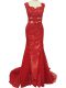 Pretty Red Column/Sheath Lace Mother Dresses Zipper Tulle Sleeveless