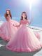 Baby Pink Little Girls Pageant Dress Wholesale Off The Shoulder Sleeveless Court Train Lace Up