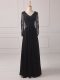 Black Long Sleeves Lace and Appliques Floor Length Mother Dresses
