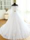 Eye-catching Tulle Long Sleeves Wedding Gowns Court Train and Beading and Lace and Appliques
