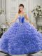 Blue Organza Lace Up Sweetheart Sleeveless Quinceanera Gown Court Train Beading and Ruffles
