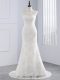 Customized Sleeveless Lace Zipper Wedding Dress in White with Lace and Appliques