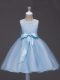 Light Blue Sleeveless Tulle Zipper Toddler Flower Girl Dress for Wedding Party