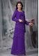 Floor Length Zipper Mother Of The Bride Dress Eggplant Purple for Prom and Party with Beading