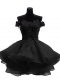 Great Black Off The Shoulder Zipper Beading and Lace and Appliques and Ruffles Prom Evening Gown Sleeveless