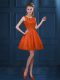 Scoop Sleeveless Zipper Bridesmaid Dress Orange Red Tulle