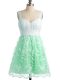 Apple Green Straps Lace Up Lace Bridesmaid Dresses Sleeveless