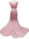 Glamorous Baby Pink Sleeveless Tulle Brush Train Zipper Pageant Dress Wholesale for Prom and Party