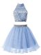 Discount Light Blue Sleeveless Organza Zipper Wedding Guest Dresses for Party and Wedding Party