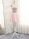 Glorious Sleeveless Mini Length Beading Zipper Homecoming Dress with Pink