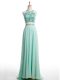 Traditional Apple Green Evening Party Dresses Halter Top Sleeveless Brush Train Backless