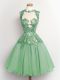 Apple Green Sleeveless Chiffon Lace Up Wedding Guest Dresses for Prom and Party and Wedding Party