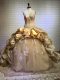 Fabulous Gold Ball Gowns Taffeta and Tulle Sweetheart Sleeveless Beading and Appliques and Pick Ups Lace Up 15 Quinceanera Dress Court Train