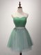 Fine Green Lace Up Sweetheart Beading and Ruching Bridesmaids Dress Tulle Sleeveless