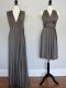 Top Selling Floor Length Empire Sleeveless Grey Wedding Guest Dresses Lace Up