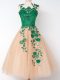Tulle Straps Sleeveless Lace Up Appliques Bridesmaid Gown in Peach