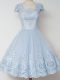 Chic Square Cap Sleeves Zipper Wedding Party Dress Light Blue Tulle