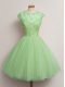 Scoop Cap Sleeves Tulle Bridesmaids Dress Lace Lace Up