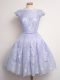 Fitting Scalloped Cap Sleeves Lace Dama Dress for Quinceanera Lace Lace Up
