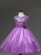 Knee Length Lilac Little Girl Pageant Dress Scoop Sleeveless Zipper