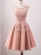 Tulle Sleeveless Knee Length Quinceanera Court Dresses and Lace