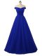 Colorful Royal Blue Lace Up Homecoming Dress Ruching Sleeveless Floor Length
