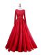 Red Long Sleeves Brush Train Beading and Lace Military Ball Gowns