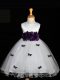 White Scoop Zipper Appliques and Bowknot and Hand Made Flower Little Girls Pageant Dress Wholesale Sleeveless
