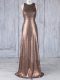 Clearance Scoop Sleeveless Bridesmaid Dresses Floor Length Appliques Brown Sequined