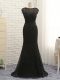 Dramatic Sleeveless Lace Zipper Mother of the Bride Dress in Black with Lace and Appliques