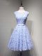 Great Mini Length A-line Sleeveless Lavender Homecoming Dress Lace Up