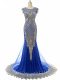 Royal Blue Sleeveless Tulle Side Zipper Womens Evening Dresses for Prom and Party and Military Ball and Sweet 16