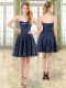 Artistic Tulle and Sequined Sweetheart Sleeveless Lace Up Beading Prom Gown in Navy Blue