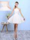 Luxury White Sleeveless Mini Length Lace and Appliques Lace Up Quinceanera Court of Honor Dress