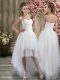 Luxurious High Low White Wedding Gown Sweetheart Sleeveless Lace Up