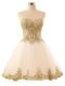 Popular Sweetheart Sleeveless Lace Up Evening Dress Champagne Tulle
