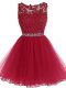 Burgundy Sleeveless Tulle Zipper Dress for Prom for Prom and Party and Sweet 16