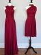 Dynamic Lace Up Quinceanera Court of Honor Dress Burgundy for Prom and Wedding Party with Ruching