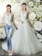 3 4 Length Sleeve Lace Zipper Bridal Gown with White Court Train
