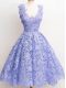 Inexpensive Lavender Sleeveless Lace Zipper Court Dresses for Sweet 16 for Prom and Party and Wedding Party
